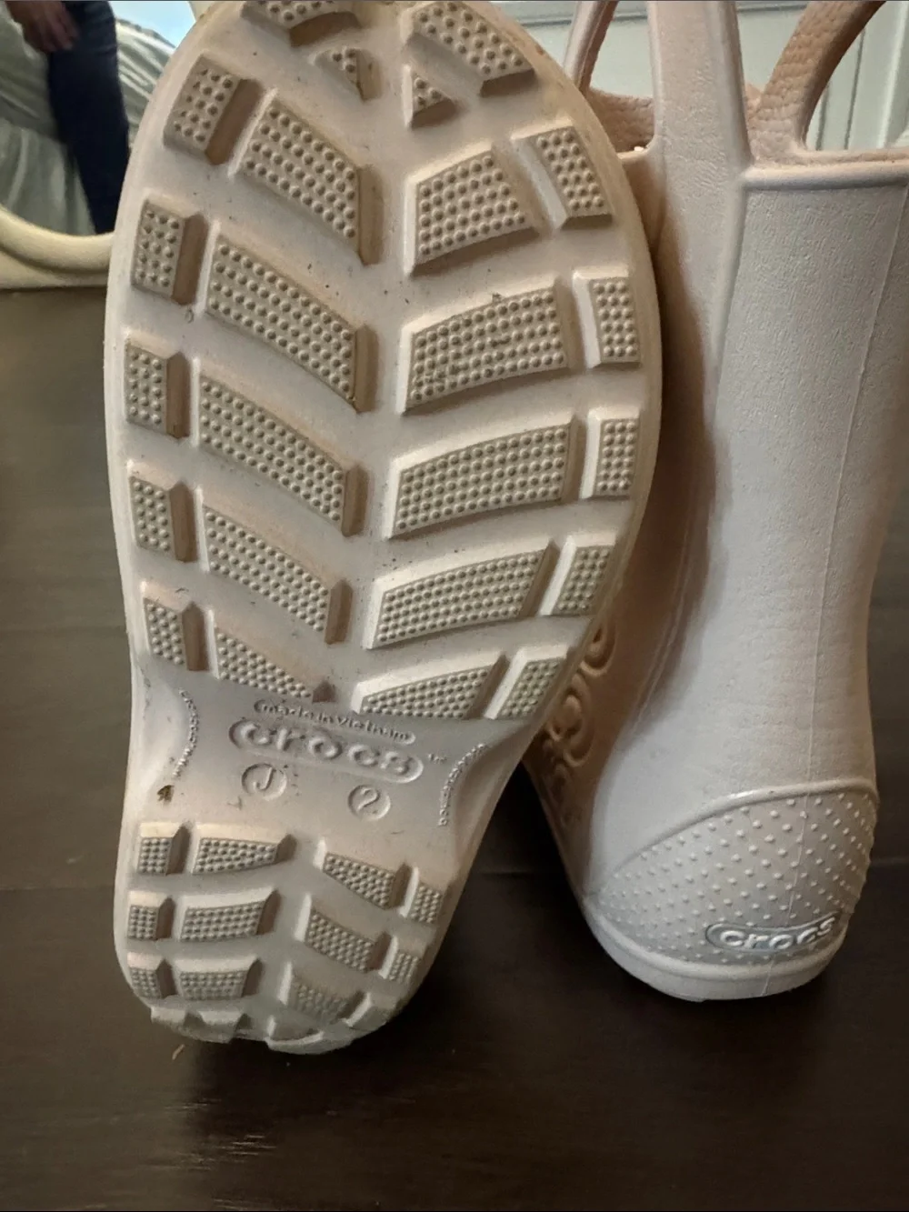 CROCS Kids Blush Pink Handle Rain Boots